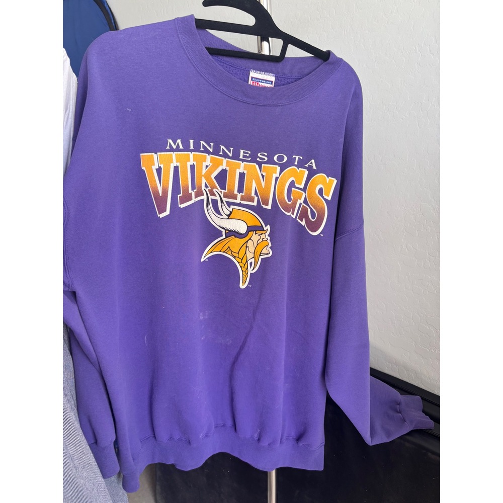 Vintage Minnesota Vikings Sweatshirt Hanes Purple NFL Football Pullover Crewneck